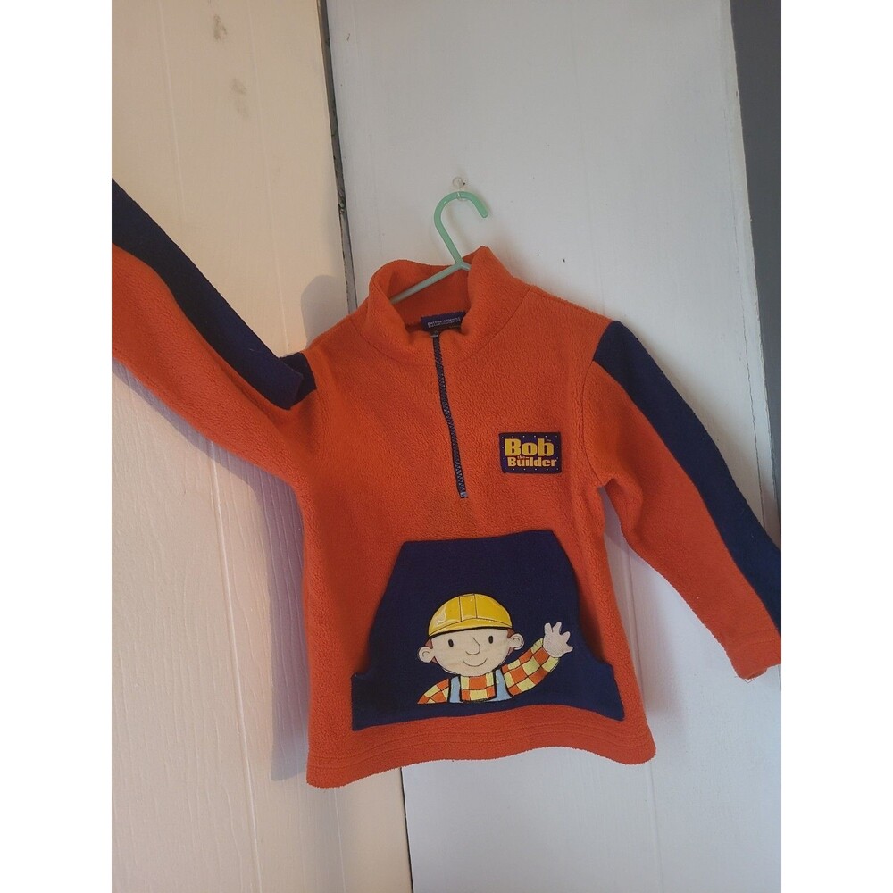 Vintage 2001 Bob the Builder Boys Y2K Quarter Zip Sweater - Orange/Navy - 4T/5T